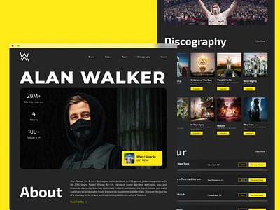 Alan Walker - Redesign Concept Exploration landing oage ui ui design web design