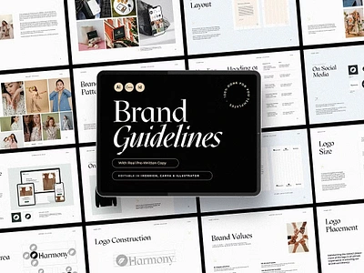 HARMONY Brand brand guide brand guidelines brand identity brand presentation brand strategy brand style guide brand template brandinf presentation branding branding guidelines canva brand canva brand guidelines canva brand kit canva branding done for you guidelines illustrator branding indesign branding style guide style guide template