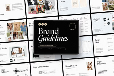 HARMONY Brand brand guide brand guidelines brand identity brand presentation brand strategy brand style guide brand template brandinf presentation branding branding guidelines canva brand canva brand guidelines canva brand kit canva branding done for you guidelines illustrator branding indesign branding style guide style guide template