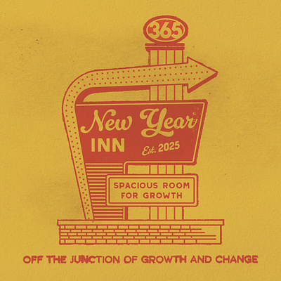 New Year Inn 2025 design illustration logo motel sign new year old matchbook retro vintage