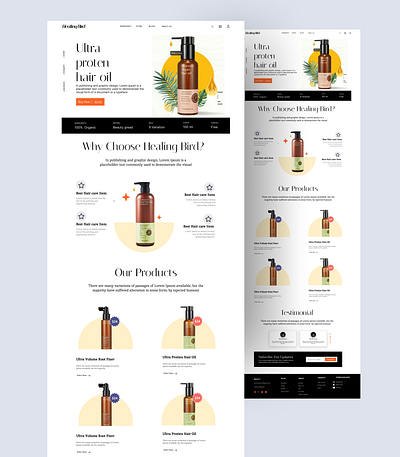 Organ Hair Oil Landing Page animation branding design graphic design illustration logo typography ui ux vector