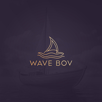 Wave Bov: Minimalist Line Art Logo Featuring Wave and Boat Icon brand identity branding creative design design logo fine line graphic design illustration line line art logo logo design logo inspiration logo maker logos logotype minimal minimalist modern unique