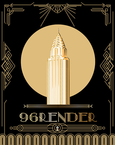 96Render ART Deco Poster Design art deco poster poster