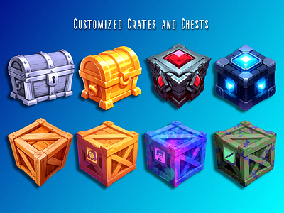 Customized crated and chests graphic design illustration