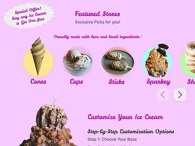 Ice Cream Shop Landing Page figma graphic design ice cream ice cream shop ui ui design uiux design ux web design
