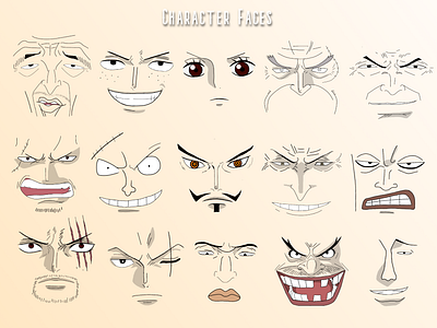 Character faces graphic design illustration