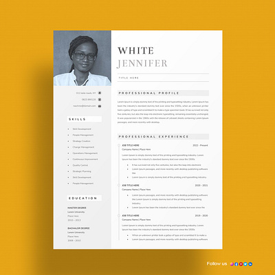 Resume Template, Professional Resume Template, Creative Resume cv resume