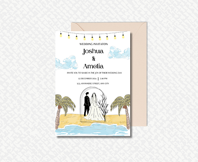 Beach Theme Wedding Invitation Card beach beach theme graphic design invitation card wedding