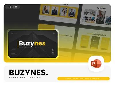 Buzynes PowerPoint Template black business business presentation buzynes gsl key modern ppt pptx presentation template ui website yellow