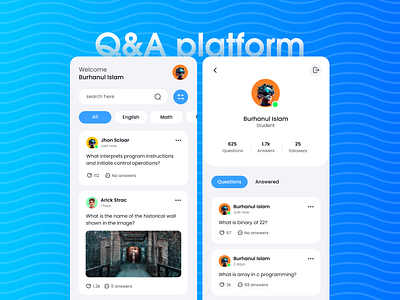 Q&A Platform Design – Simplifying Knowledge Sharing 3d animation appdesign branding creativedesign dribbbledesign figmadesign graphic design innovation interfacedesign knowledgesharing logo motion graphics personalproject qandaplatform uiuxdesign userexperience uxui