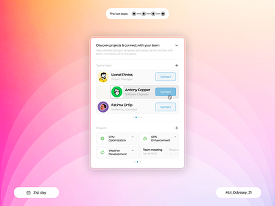 Team & project connector component 🚀 component design minimal product product design project project management team team management ui ux work