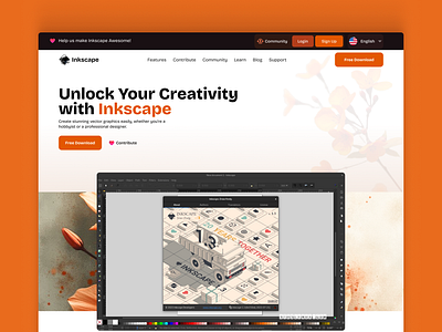 Inkscape Landing Page redesign inkscape landing page marketing modern redesign solution ui ui redesign ux