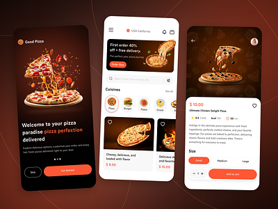 Food - Pizza Delivery Mobile App creative delivery delivery service fast food food and drink food delivery food delivery app food delivery service foodie ios app mobile mobile app design ofspace online food order restaurant ui ux