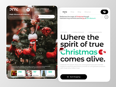 Christmas landing page🎅 🎄 christmas design desktop e commerce landing minimal new year product product design santa santa claus shop shopping tree ui ux website