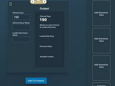 Calendar Planning tool for Medtech analytical tool animation calculator ux interaction design ui ui design widget for medical