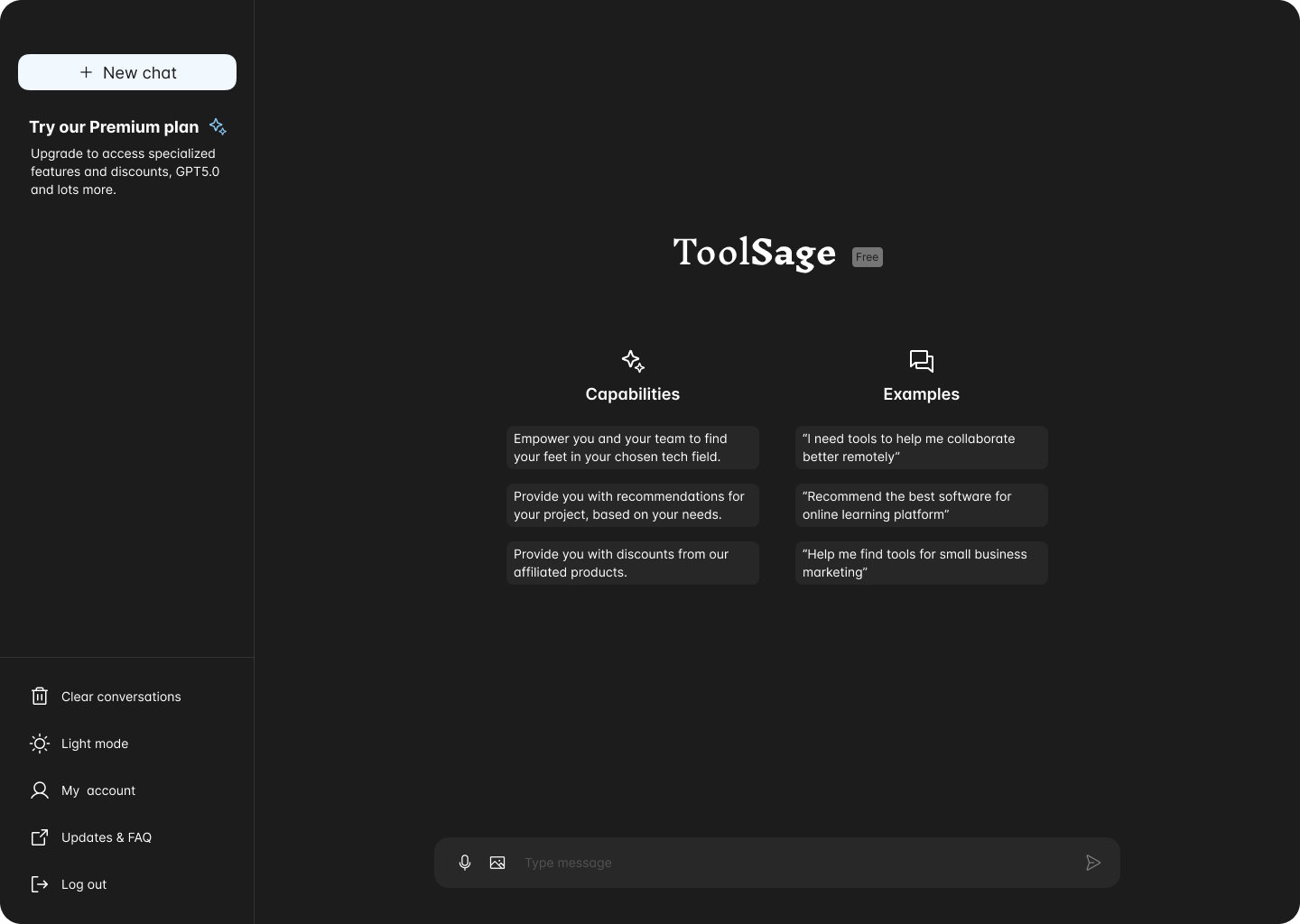 ToolSage: AI Assistant ai chat llm messaging saas ui design