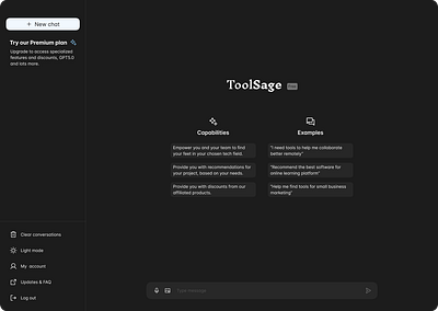 ToolSage: AI Assistant ai chat llm messaging saas ui design