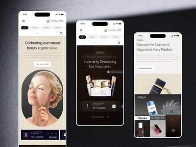 Everlum - Skin Care Mobile Responsive beauty body care cosmetics cosmetics store design ecommerce face care makeup mobile natural online shop personal care product page design responsive scincare self care skin care skincare website