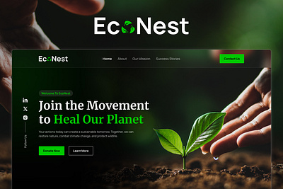 EcoNest clean interface creative design design for good donation platform earth tones eco friendly design environmental design green website minimal design modern ui nature inspired design nonprofit website responsive design sustainable design typography design uiux design user experience visual storytelling web design website concept