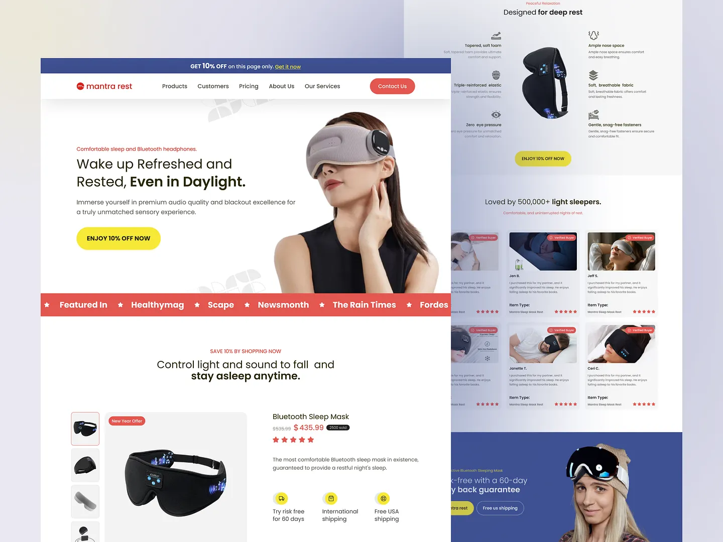 Innovative Product Showcase Section for Bluetooth Sleep Mask