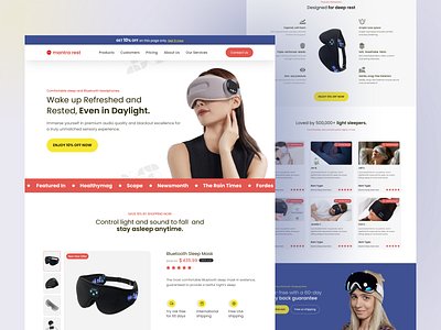 Bluetooth Sleep Mask Landing Page ar vr bluetooth bluetooth sleep mask cart comfortable sleep e commerce health and sleep home page landing page modern design product product design product showcase shop shopify trend 2025 ui user friendly design web design website design