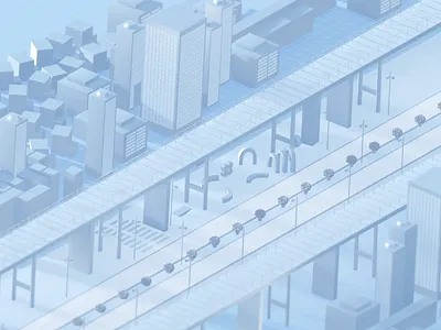 Isometric 3d mini city 3d 3d animation 3d art 3d design 3d render 3d scene abstracts architecture bridge building city clean cubes isometric minimum spline spline 3d