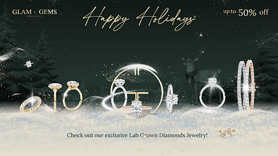 Glam&Gems advertising animation banner christmas diamonds foster gold graphic design green holidays jewels motion graphics new year snow ui winter