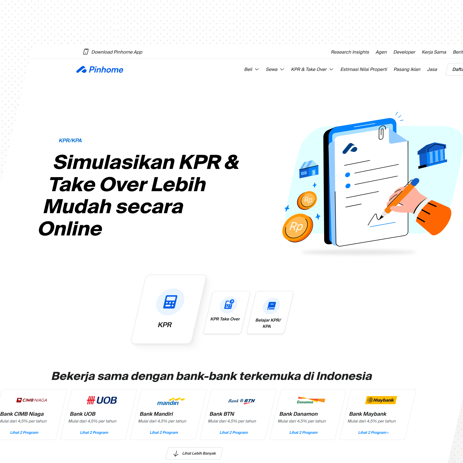 Pinhome Mortage Landing Page Web bank calculator design home house kpr landingpage mortage property ui ux web