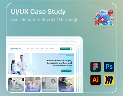 Patient Appointment Booking Webapp (UI/UX Cash Study) case study figma illustrator landing page design medical desing photoshop ui user centric design user research report ux wireframe