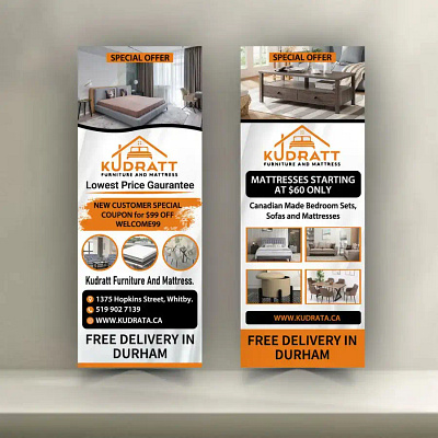 Rollup banner for Kudratt furniture mattress $120 USD banner design flyer design graphic design logo design rollup banner