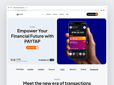 Paytap - Fintech App Landing Page components design digital business fintech landing page layouts light paytap ui ui design uiux unified ui unifiedui user experience ux website