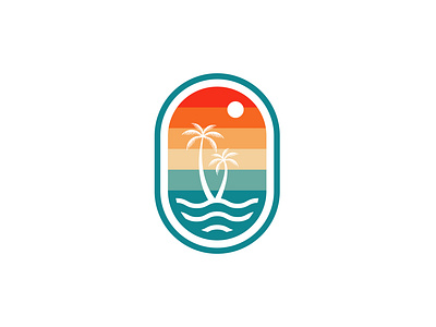 Island Serenity beach island serenity logo design mdmr creation oval palm tree sunset wave