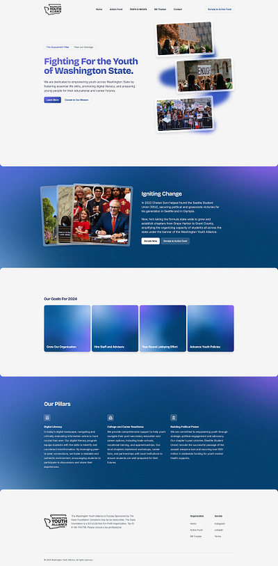 Washington Youth Alliance blue branding gradients landing ui