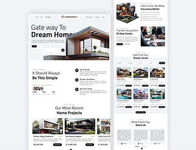 Urban Nest - Website Design adobe xd branding figma landing page mobile design product design property real estate ui ui design ui ux ux design web design website website design website development