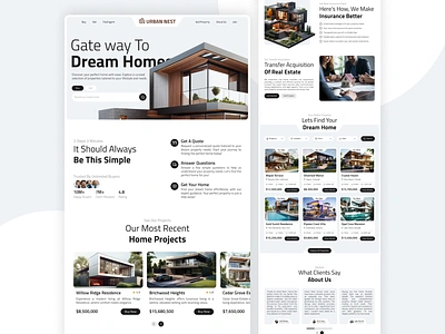 Urban Nest adobe xd branding figma landing page mobile design property real estate ui ui design ui ux ux design web design website website design website development