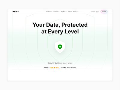 Security page hero page design data green hosting security ui web design website