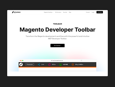 Developer toolbar page design design hero magento page ui ux web design website website design window