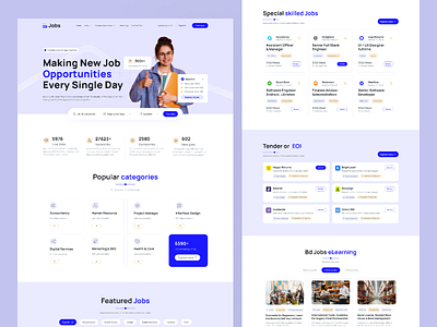 Redesign Bd Jobs website bd jobs case study bd jobs template case study job portal landing page product design redesign bd jobs website ui kit uiux design web template web ui website design