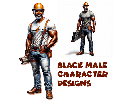 Black Male Construction Worker Design branding design graphic design illustration