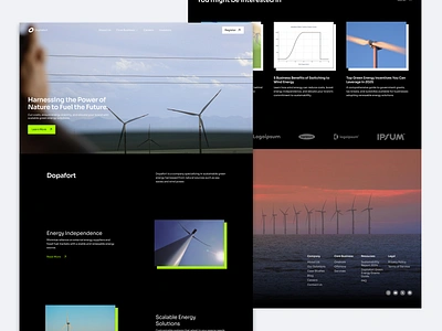 Renewable Energy Website Design – Wind & Wave Power Solutions darkmode eco environtment greenenergy minimalism minimalist modern renewableenergy ui uidesign uiuix ux