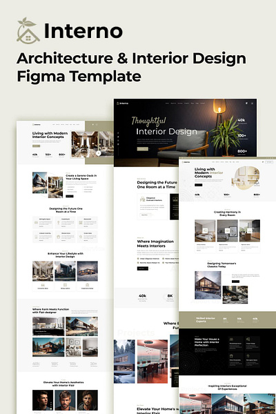 Interno - Architecture & Interior Design Figma Template branding figma react js responsive design technology company web development