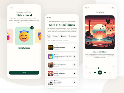 AI Mood Shifter 3d clean ui mental health app mindfulness app minimalist design ui uxui design wellness app