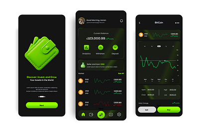 Crypto Broker App Design adobe xd crypto figma graphic design green modern ui uiux user interface ux wallet