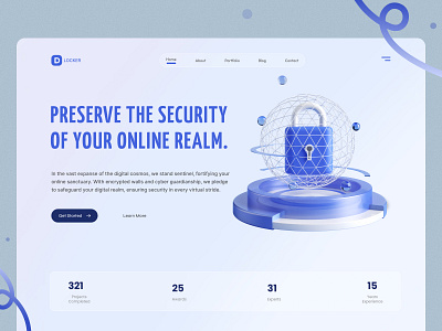 Security website Hero Design banner creative cyber design graphic design hero inspiration lock net security trendy uiux