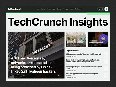 TechCrunch website hero redesign article blog blog website blogging design framer minimal minimalism news redesign studio techcrunch techcrunch redesign typography ui web web design webflow website website design