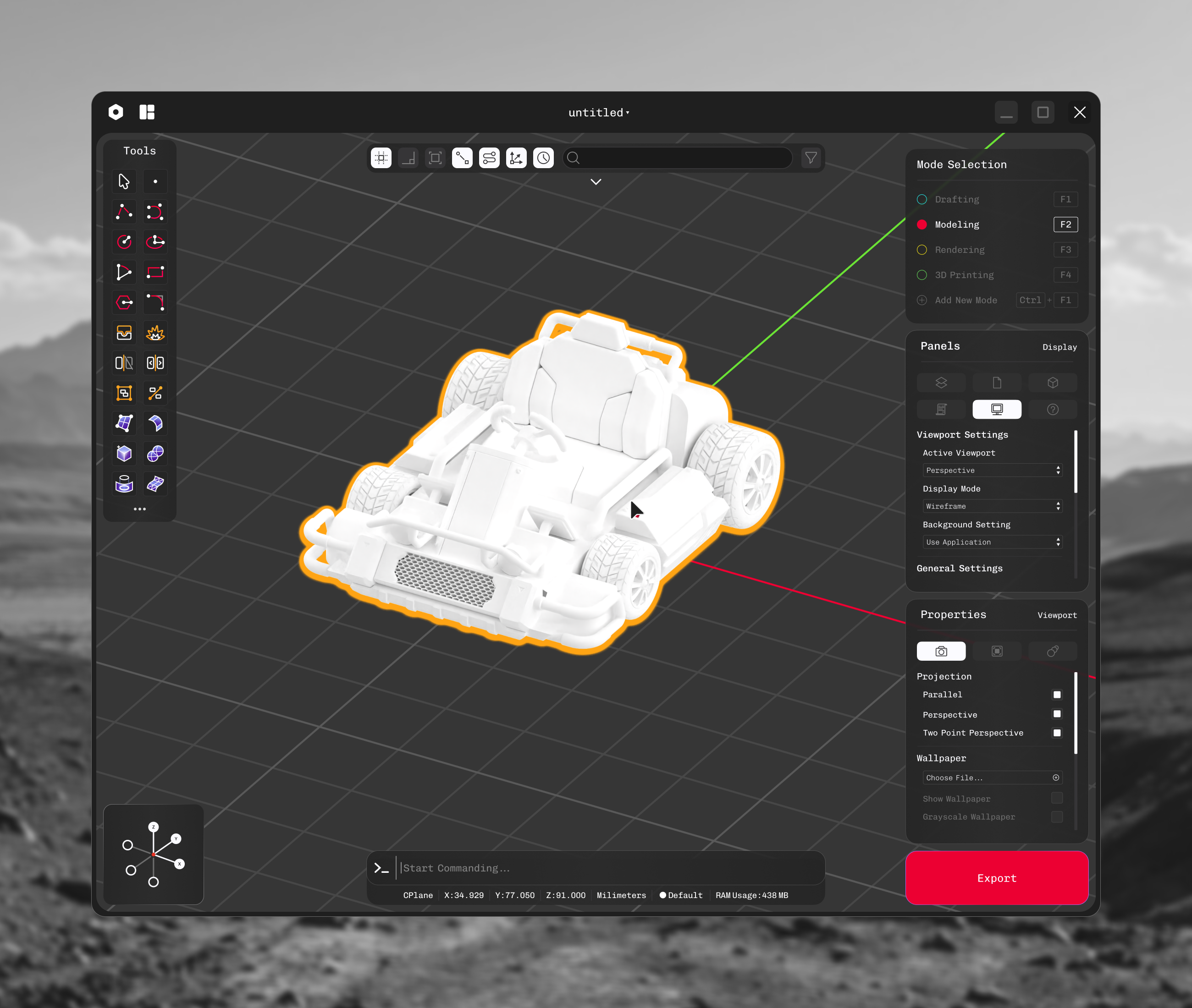 Example of Rinoceros 3D Modern UI/UX Redesign