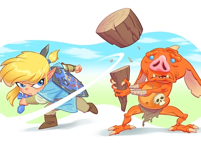 Legend of Zelda: Link vs. Bokoblin bokoblin botw breath of the wild cartoon cartooning character design comic comic art illustration legend of zelda the legend of zelda tloz tlozbotw