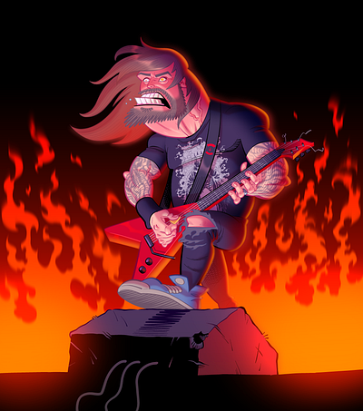 Metal Guitarist caricature cartoon cartooning character design comic comic art guitar guitarist illustration metal thrash metal