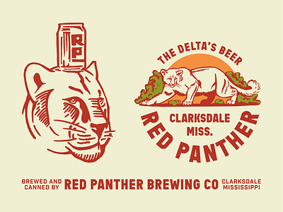 Red panther 2 animal beer branding brewery brewing identity illustration mississippi panther red