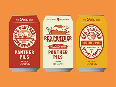 Red panther 3 beer branding brewery brewing cans identity illustration mockup panther red